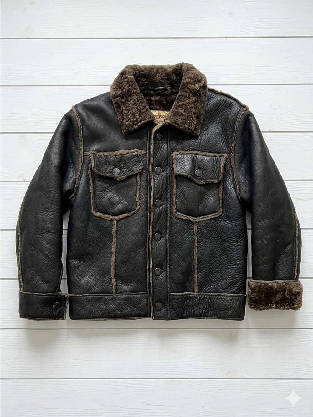 Vintage Ponte Vecchio Black Jacket with Brown Fur Trim